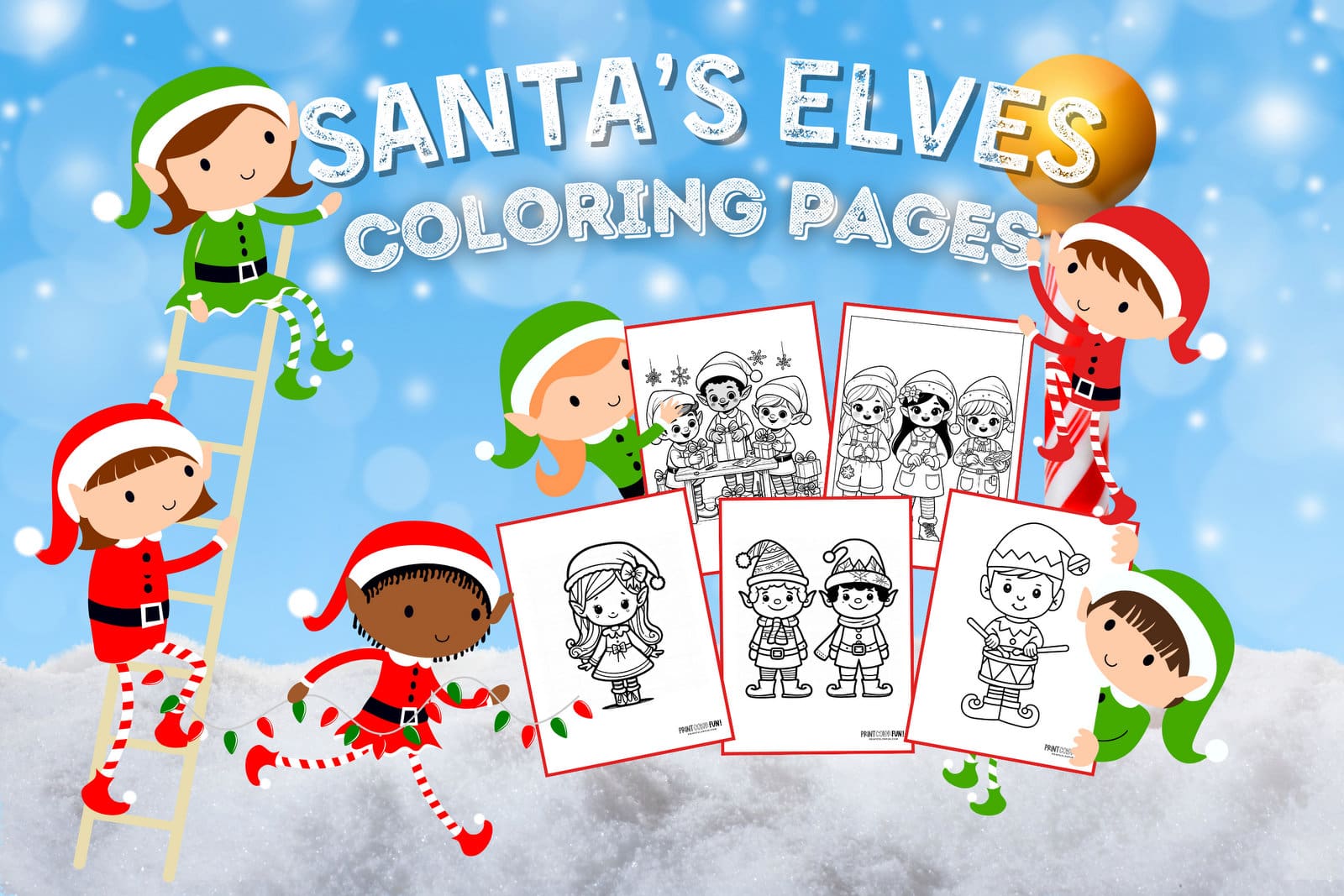 Cute christmas elves santas elves clipart coloring pages direct from the north pole at