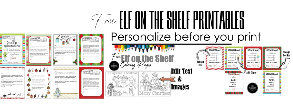 Free customizable and editable elf on the shelf printables