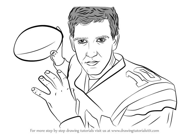 How to draw eli manning footballers step by step