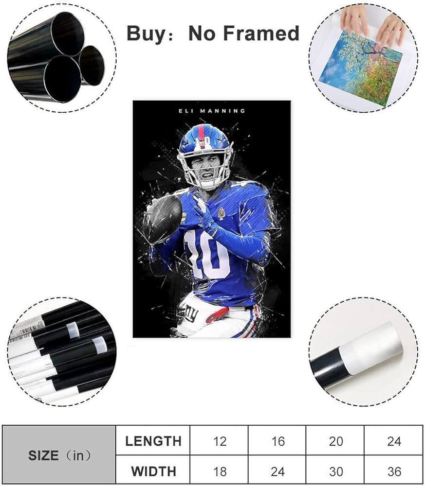 American football player eli manning art aesthetics poster canvas poster bedroom decor sports landscape office room decor gift unframe xinchxcm posters prints