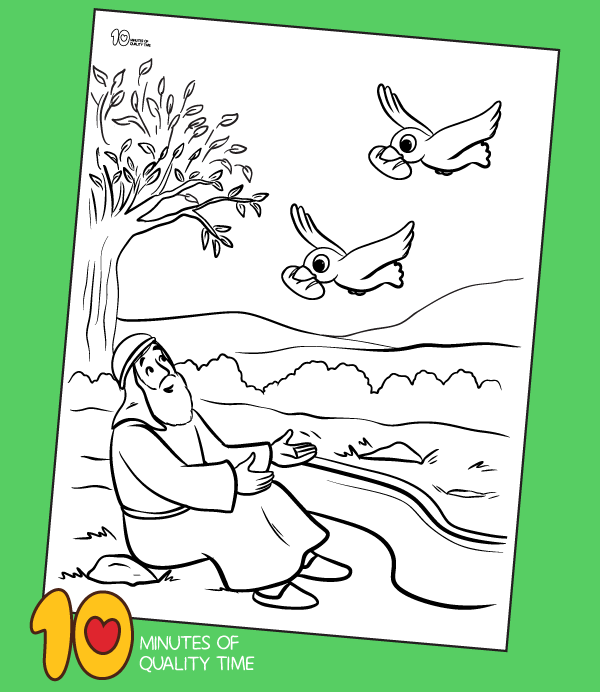 Elijah and the ravens coloring page â minutes of quality time