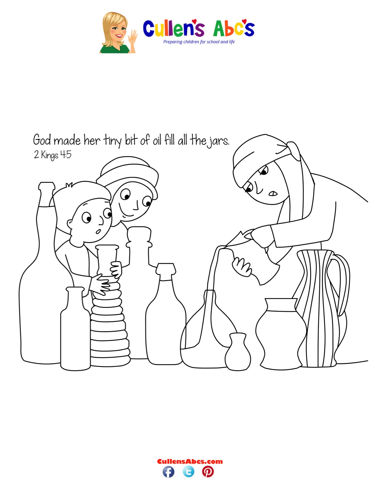 Bible key point coloring page jars of oil free childrens videos activities