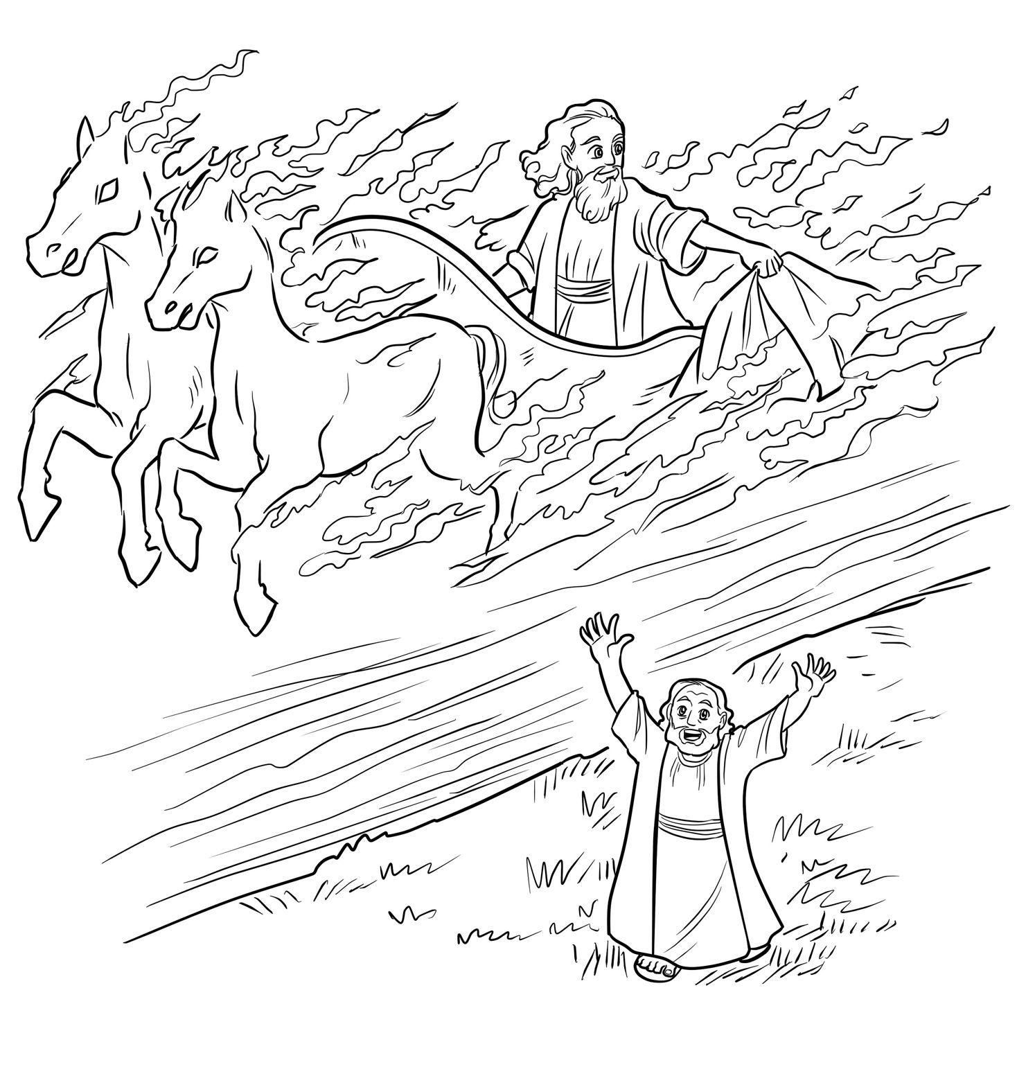 Elijah and chariot of fire coloring page bible coloring pages free kids coloring pages coloring pages