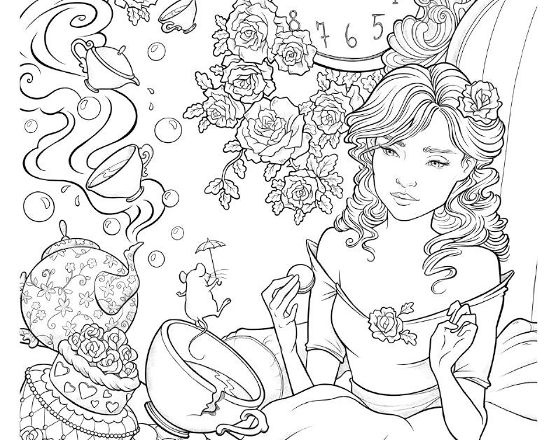 Colouring heaven alice in wonderland special print magazine fairytale colouring pages eeva nikunen