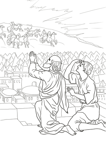 Elisha fiery army coloring page free printable coloring pages