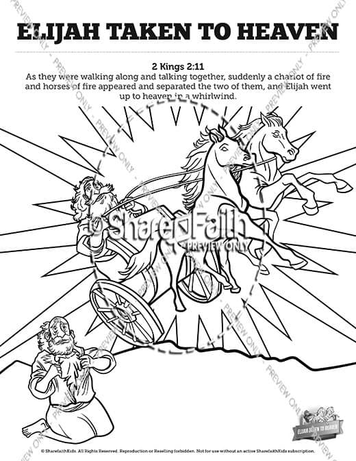 Kings elijah taken to heaven sunday school coloring pages â