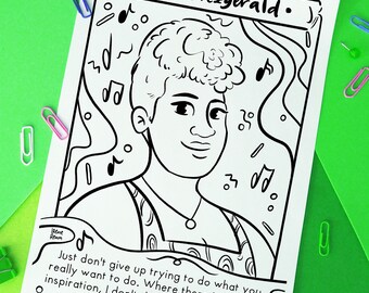 Black history month ella fitzgerald coloring page famous artist printable drawing women history month coloring sheet women in history print