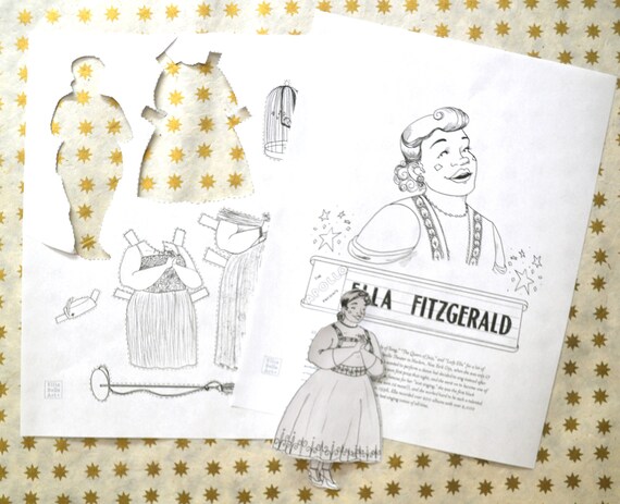 Ella fitzgerald coloring page and paper doll