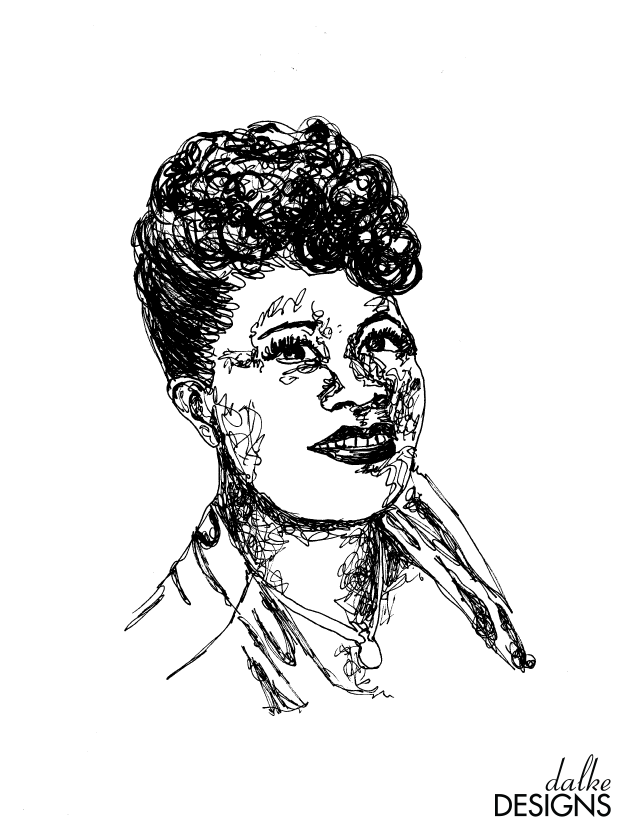 Continuous line drawing of ella fitzgerald continuous line drawing line drawing drawings