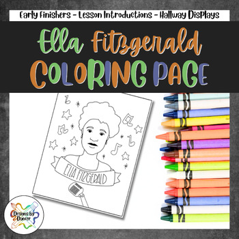 Ella fitzgerald black history month coloring pagecoloring sheet