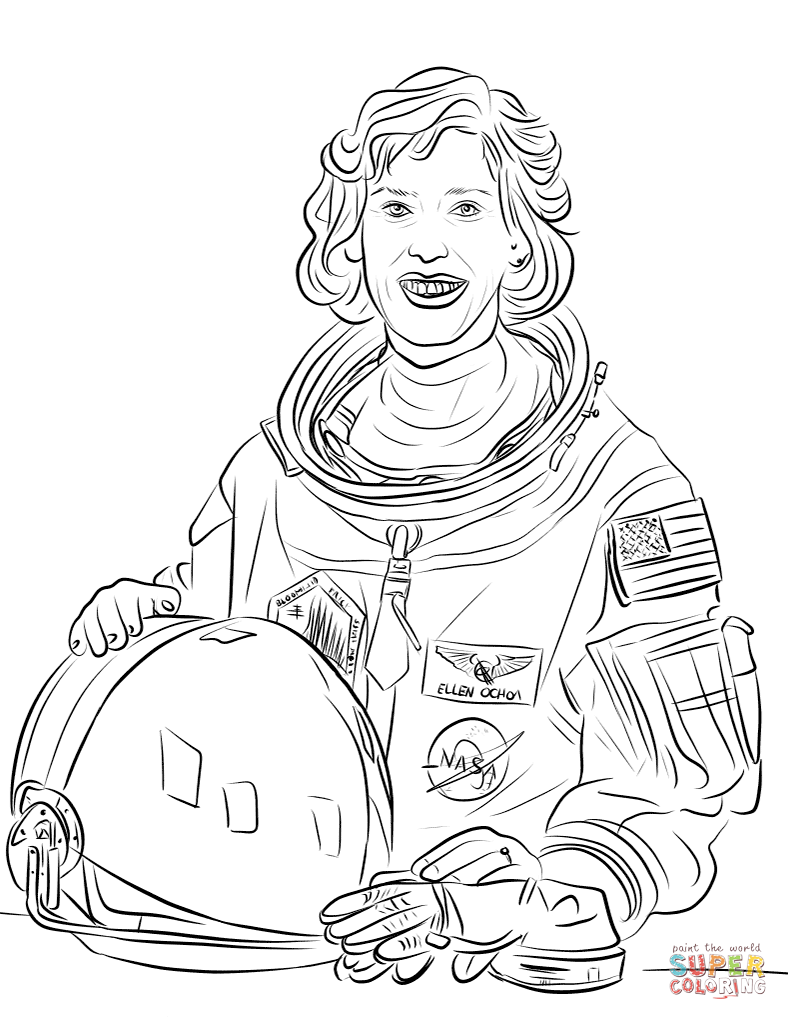 Ellen ochoa coloring page free printable coloring pages