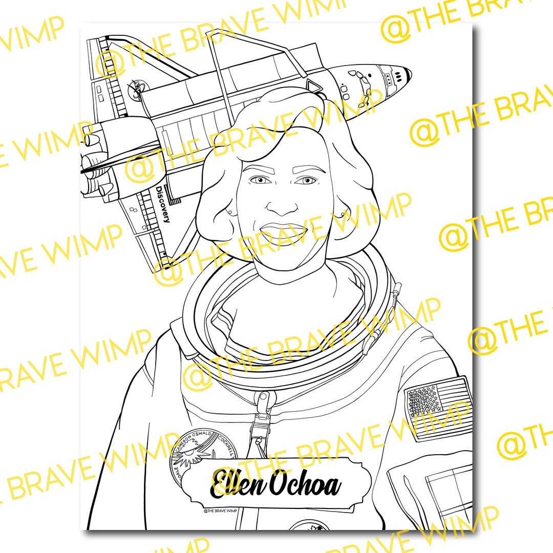 Ellen ochoa coloring page sheroes our time is now digital download