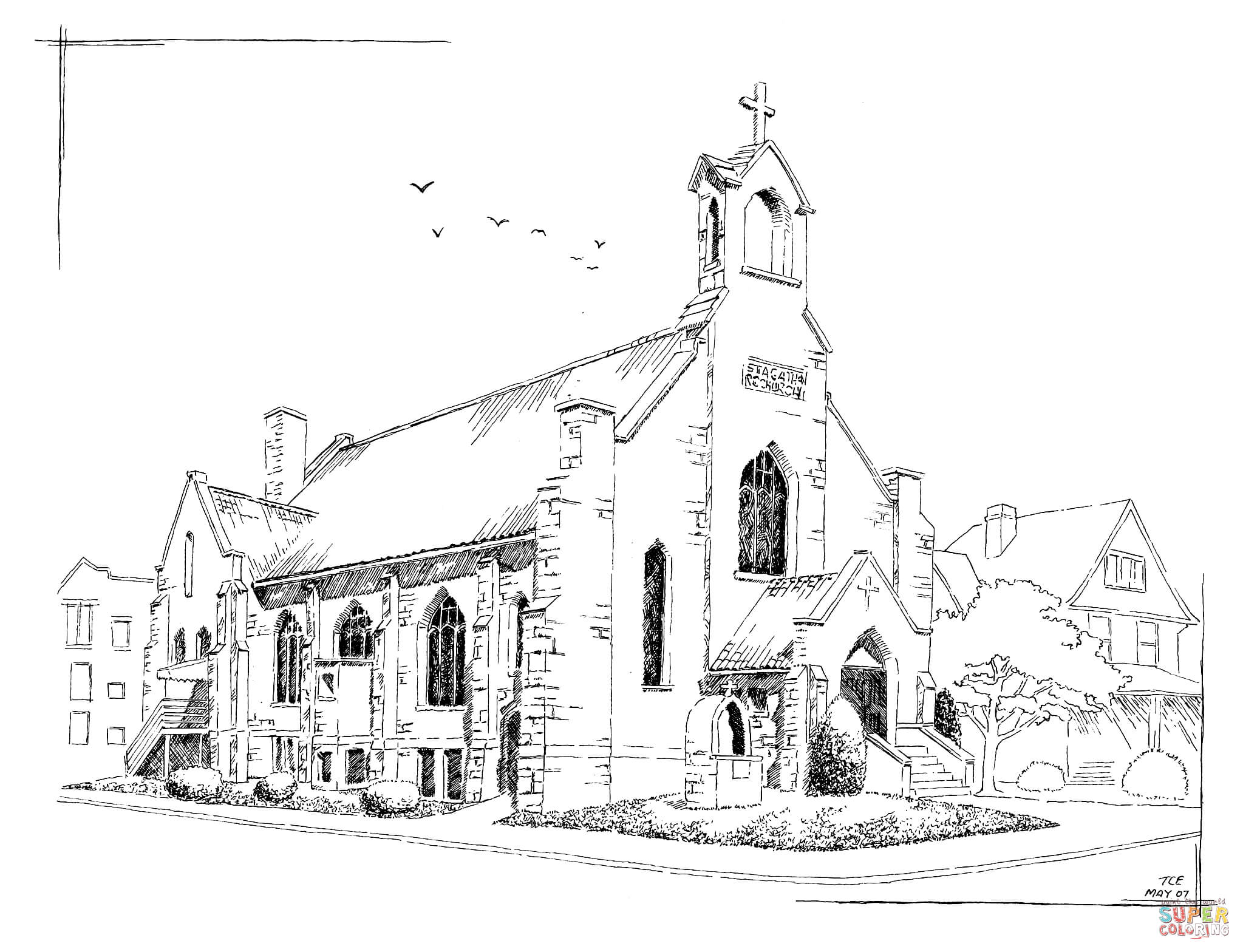 St agatha roman catholic church in ellwood city coloring page free printable coloring pages