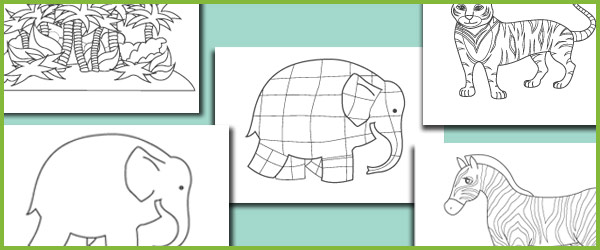 Early learning resources elmer the elephant colouring sheets