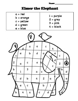 Elmer the elephant color by number by baslers best tpt