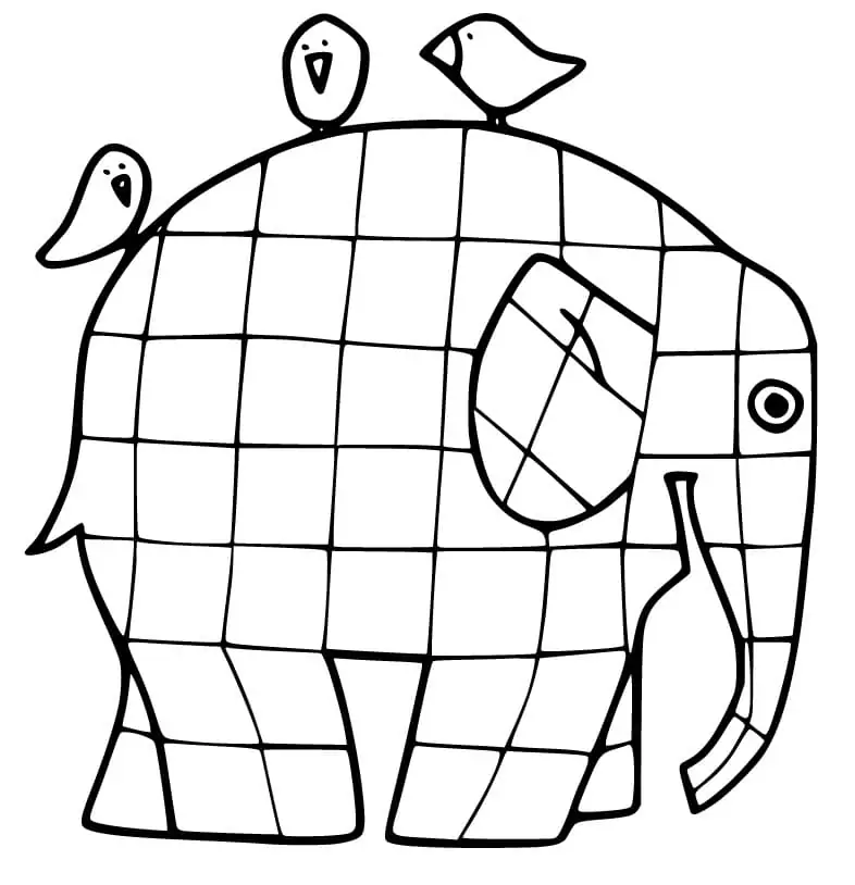 Simple elmer the elephant coloring page