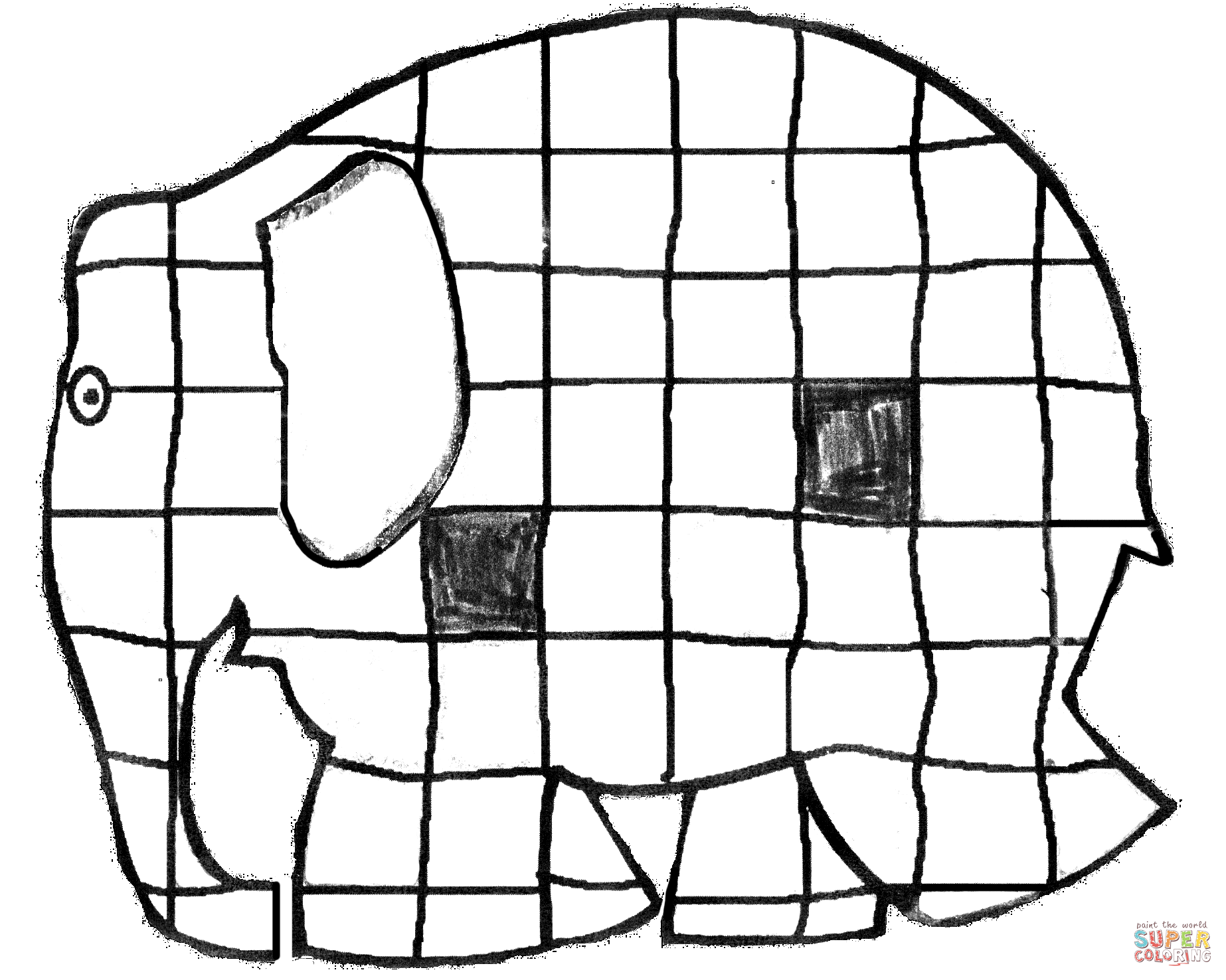 Elephant patchwork coloring page free printable coloring pages