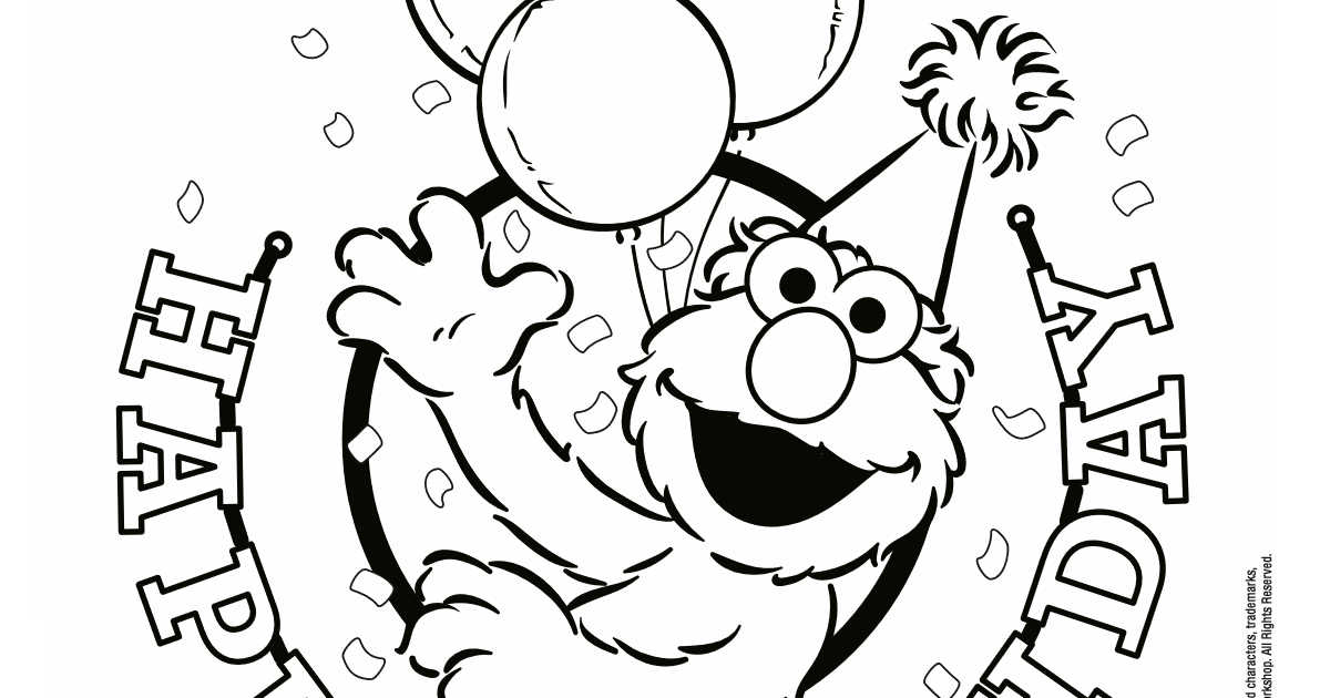 Free printable elmo birthday coloring page