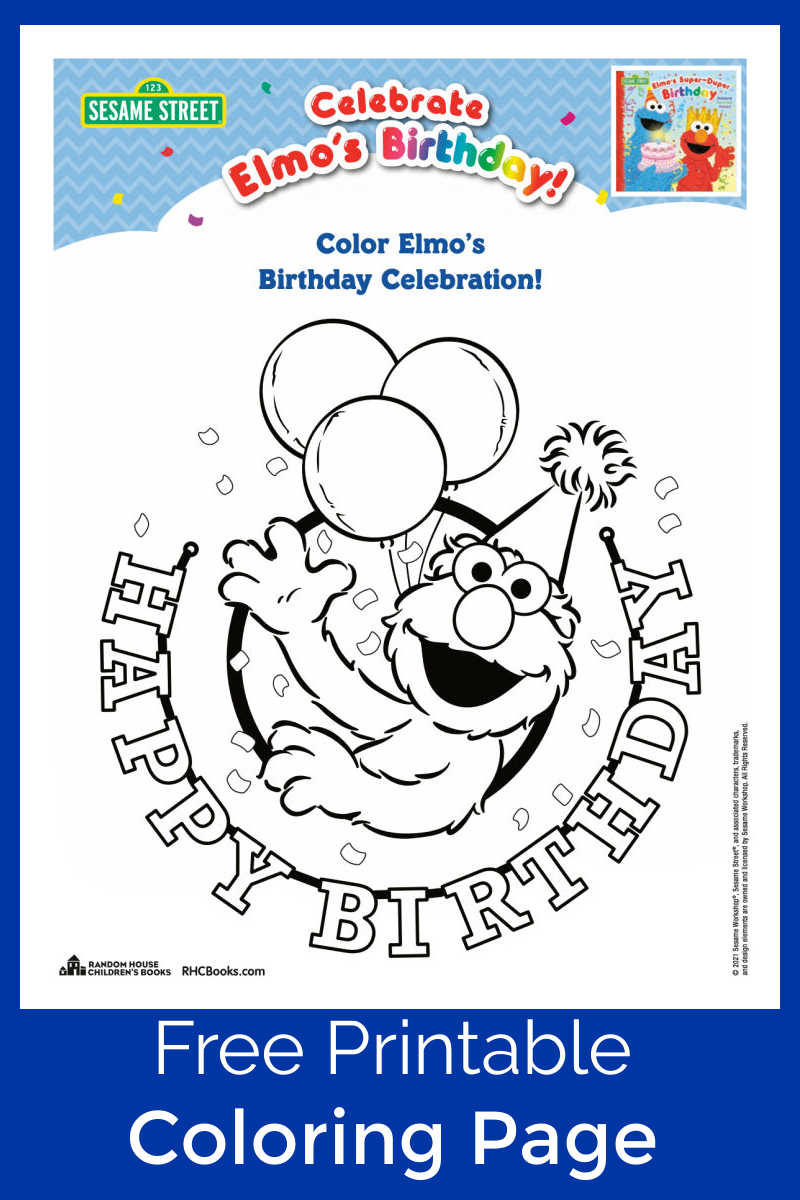 Free printable elmo birthday coloring page