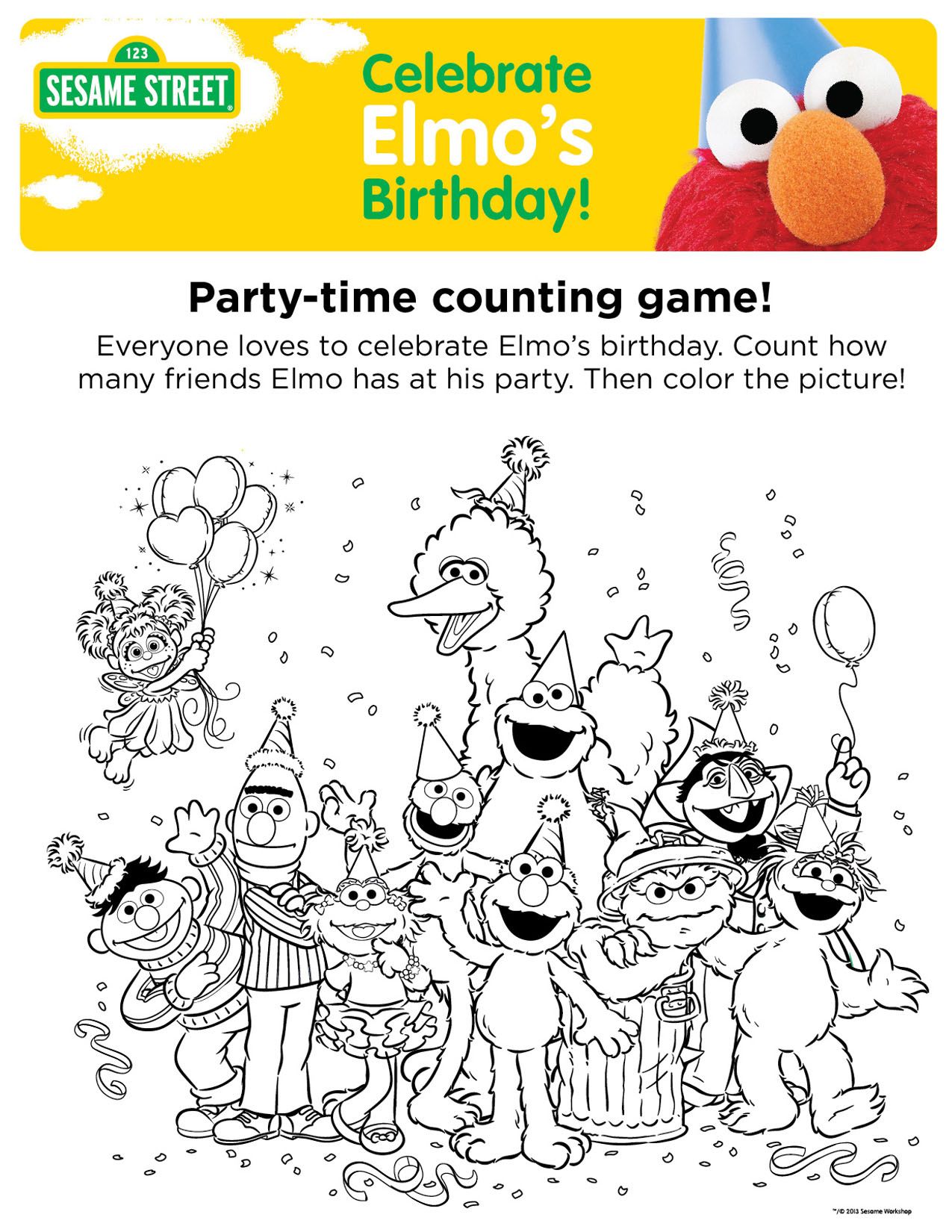 Birthday coloring pages elmo birthday party elmo birthday