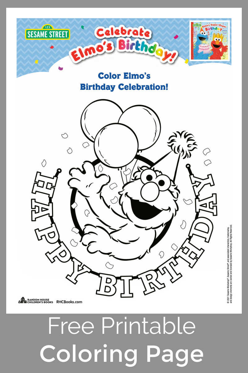 Free printable elmo birthday coloring page