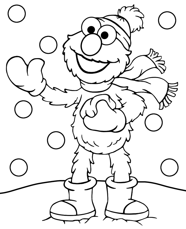 Elmo winter coloring page sesame street coloring sheet