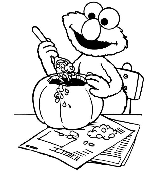 Elmo make halloween pumpkin coloring page