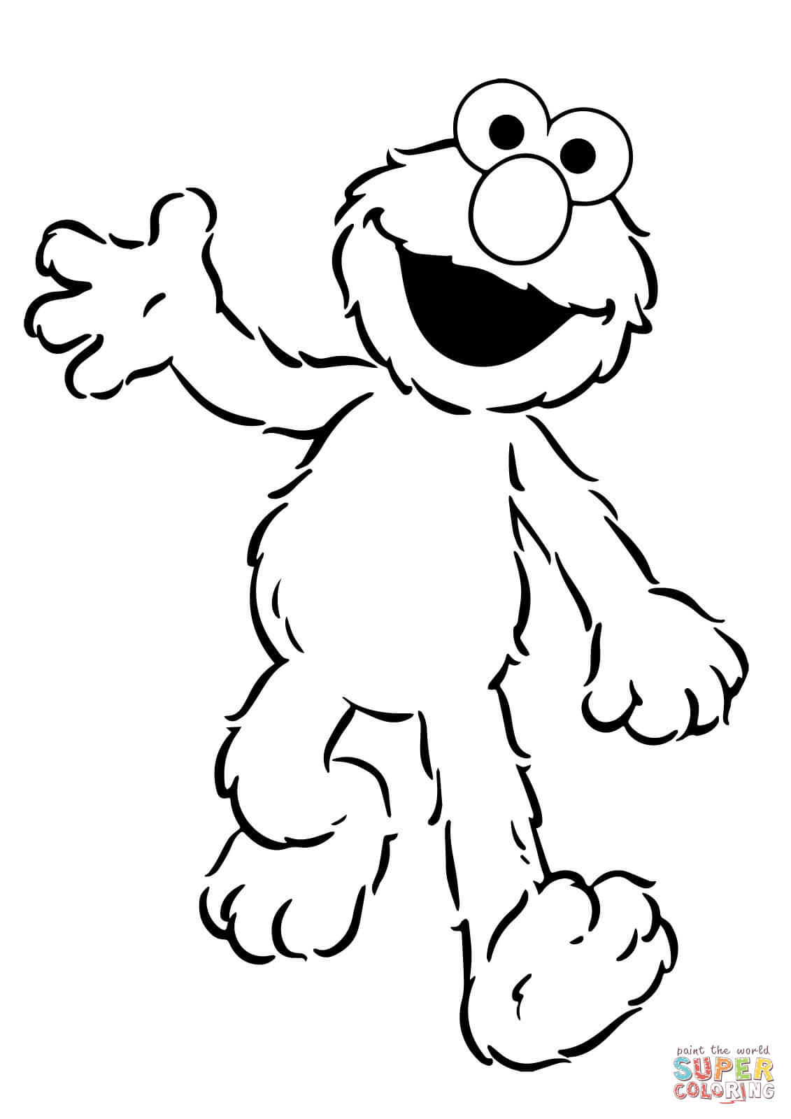 Happy elmo walking coloring page free printable coloring pages