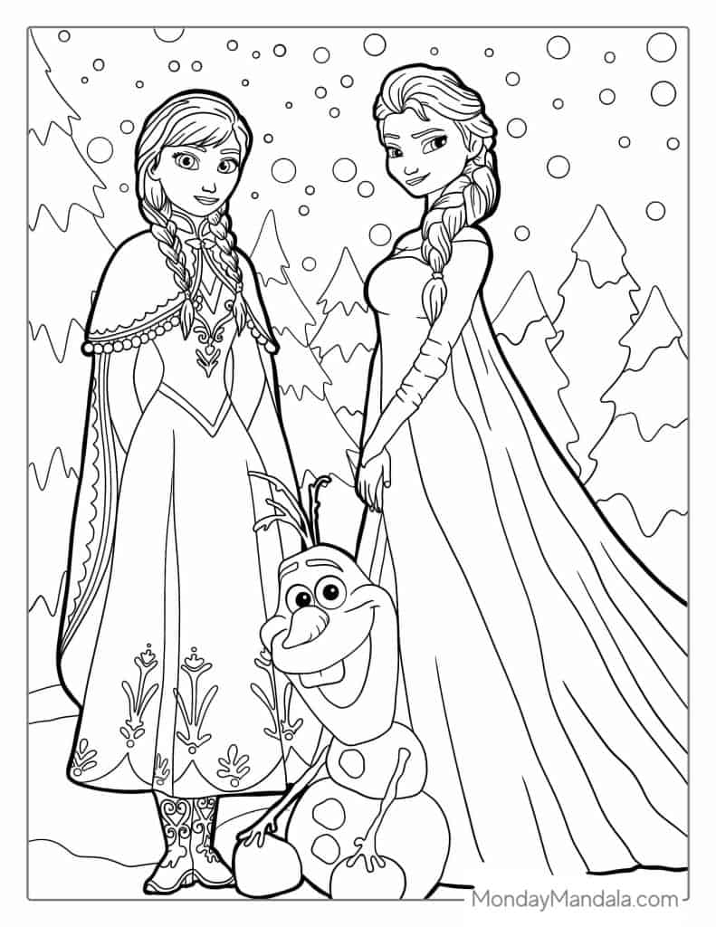 Frozen coloring pages free pdf printables