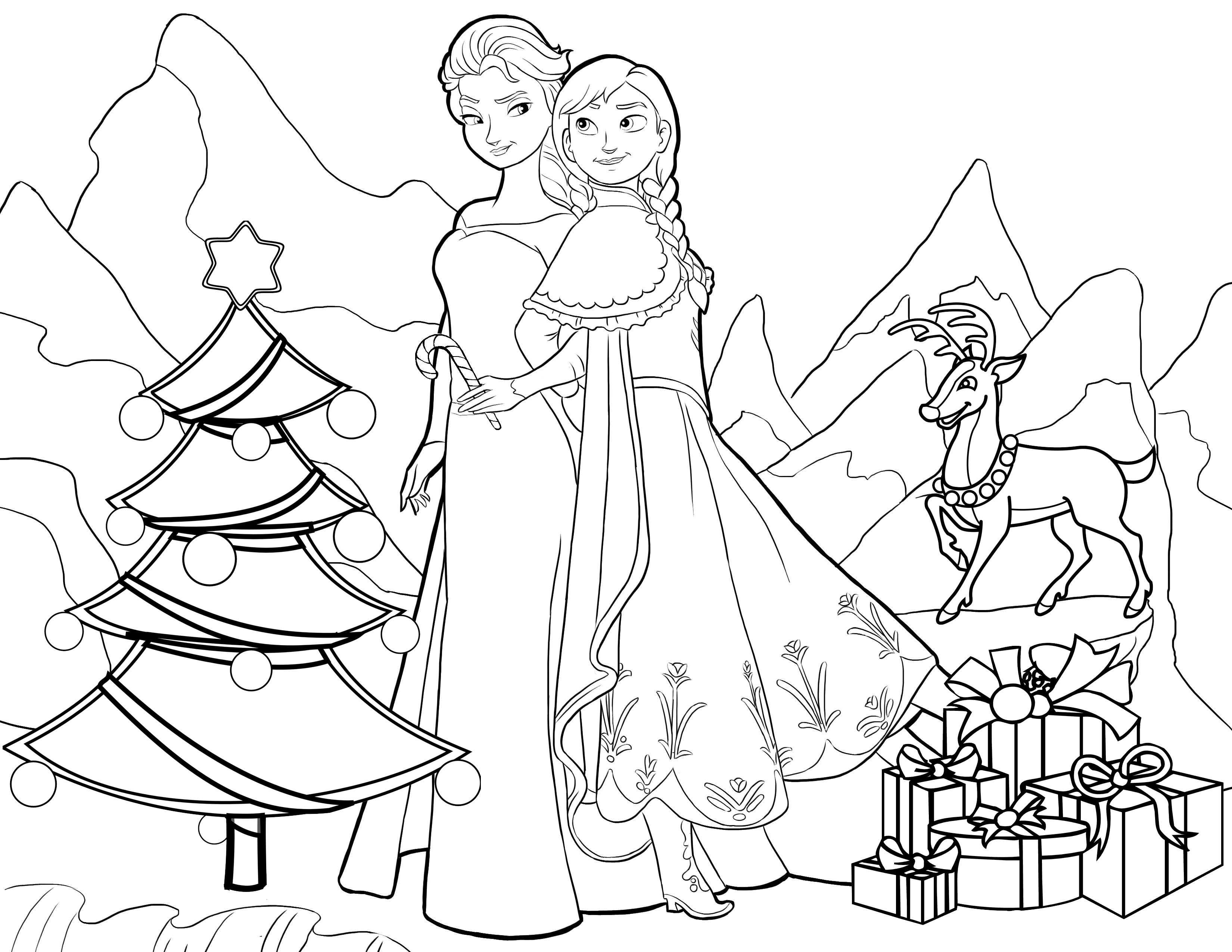 Frozen christmas coloring pages