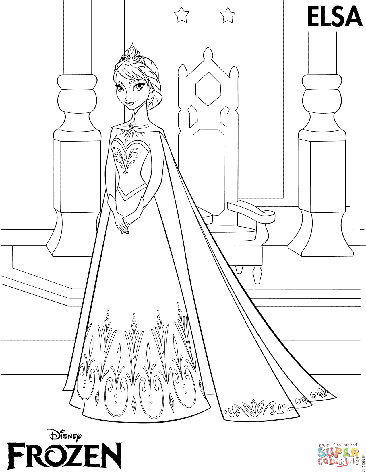 Elsa coronation coloring page free printable coloring pages