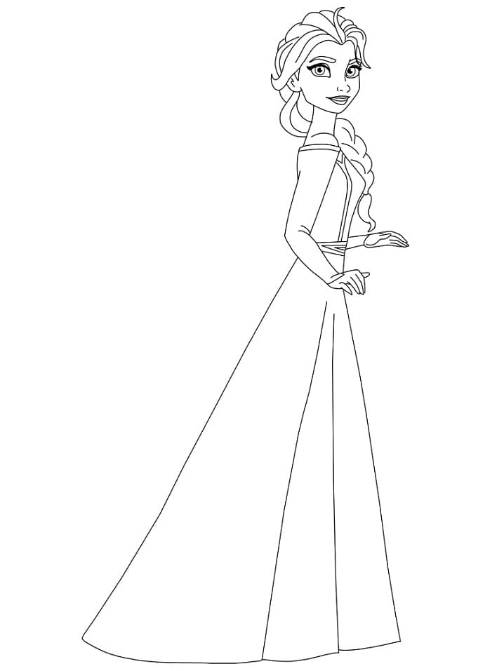 Pretty elsa printable coloring page