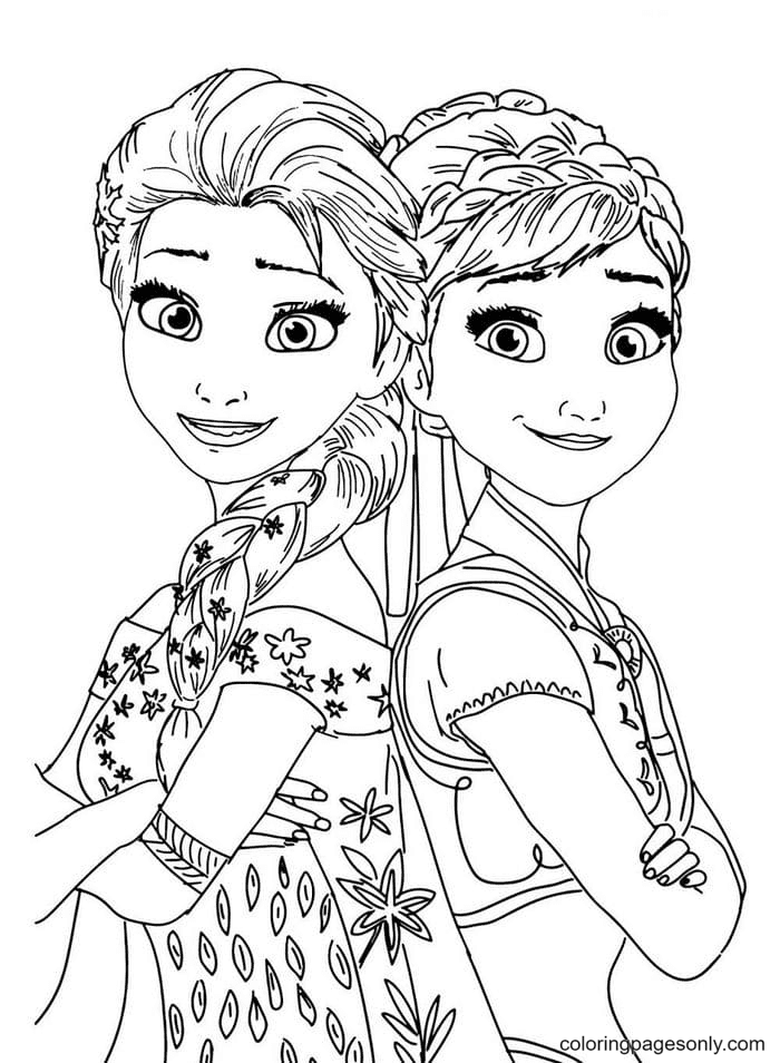 Elsa and anna coloring pages printable for free download