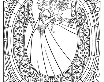 Digital anna elsa frozen colouring pages