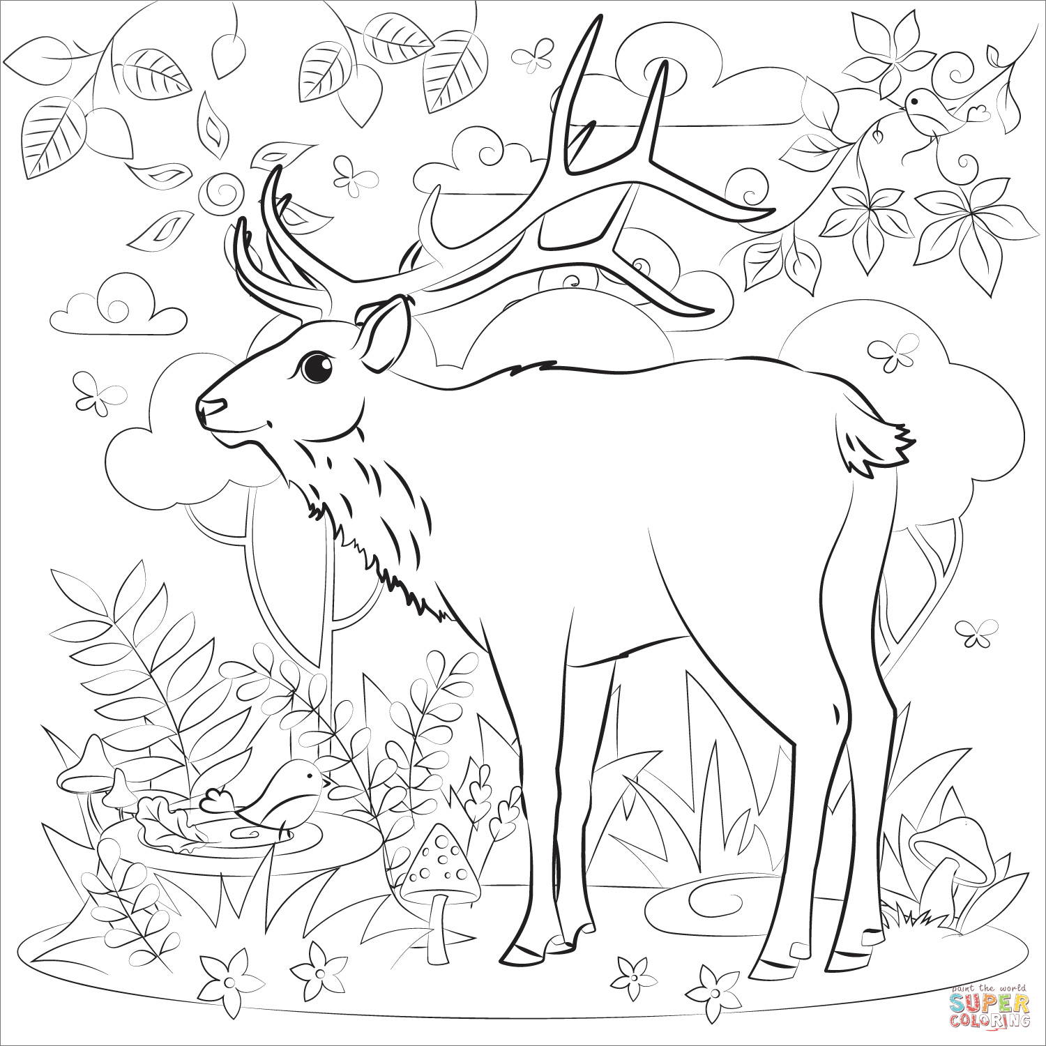 Elk coloring page free printable coloring pages