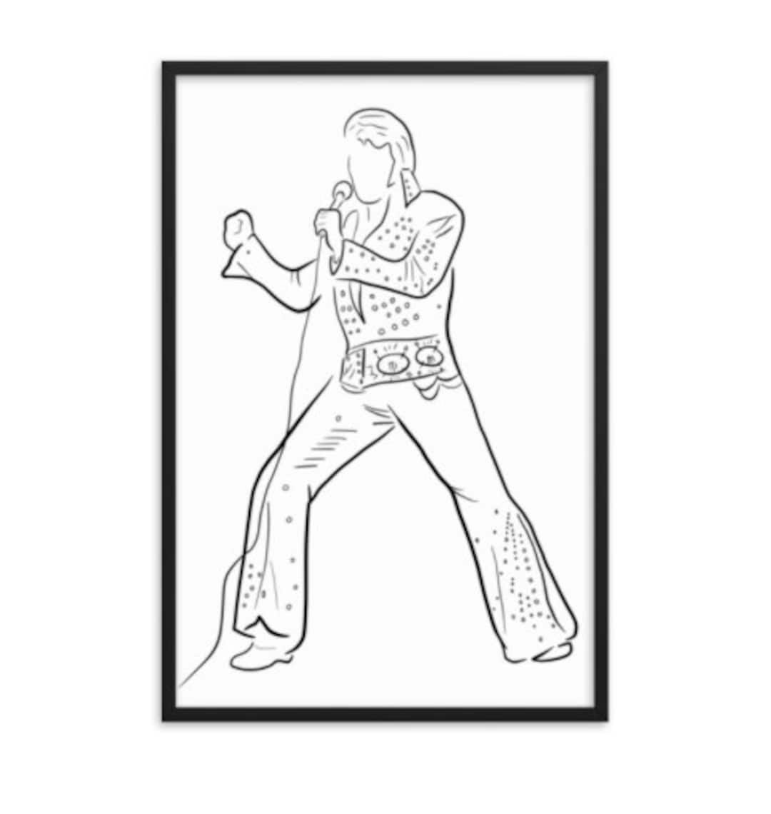 Elvis presley line drawing digital download only elvis in the s of designs png file with and without background download now