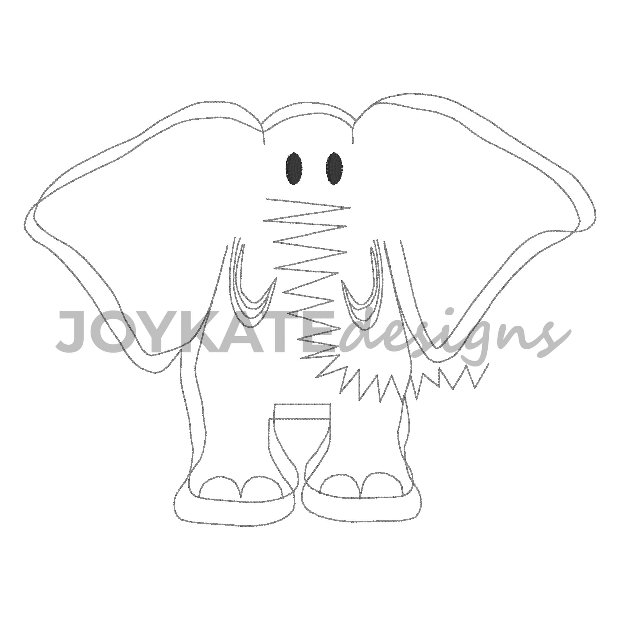 Scribble vintage stitch elephant embroidery design