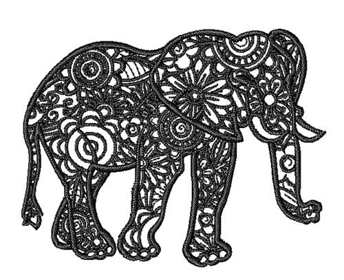 Floral elephant embroidery design