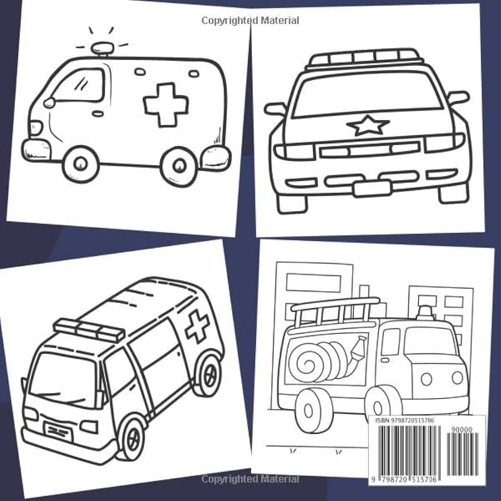 Rescue vehicles coloring book for kids ages