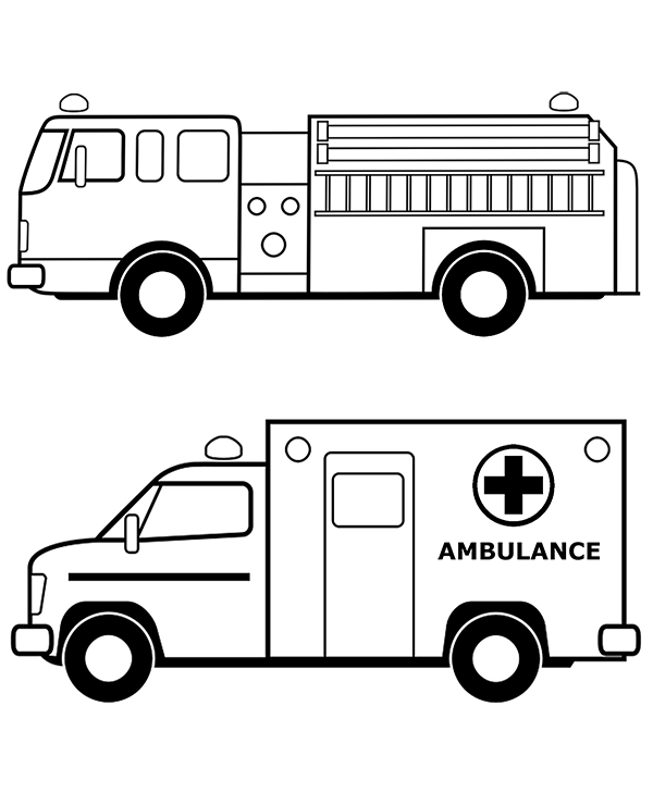 Fire truck ambulance coloring page