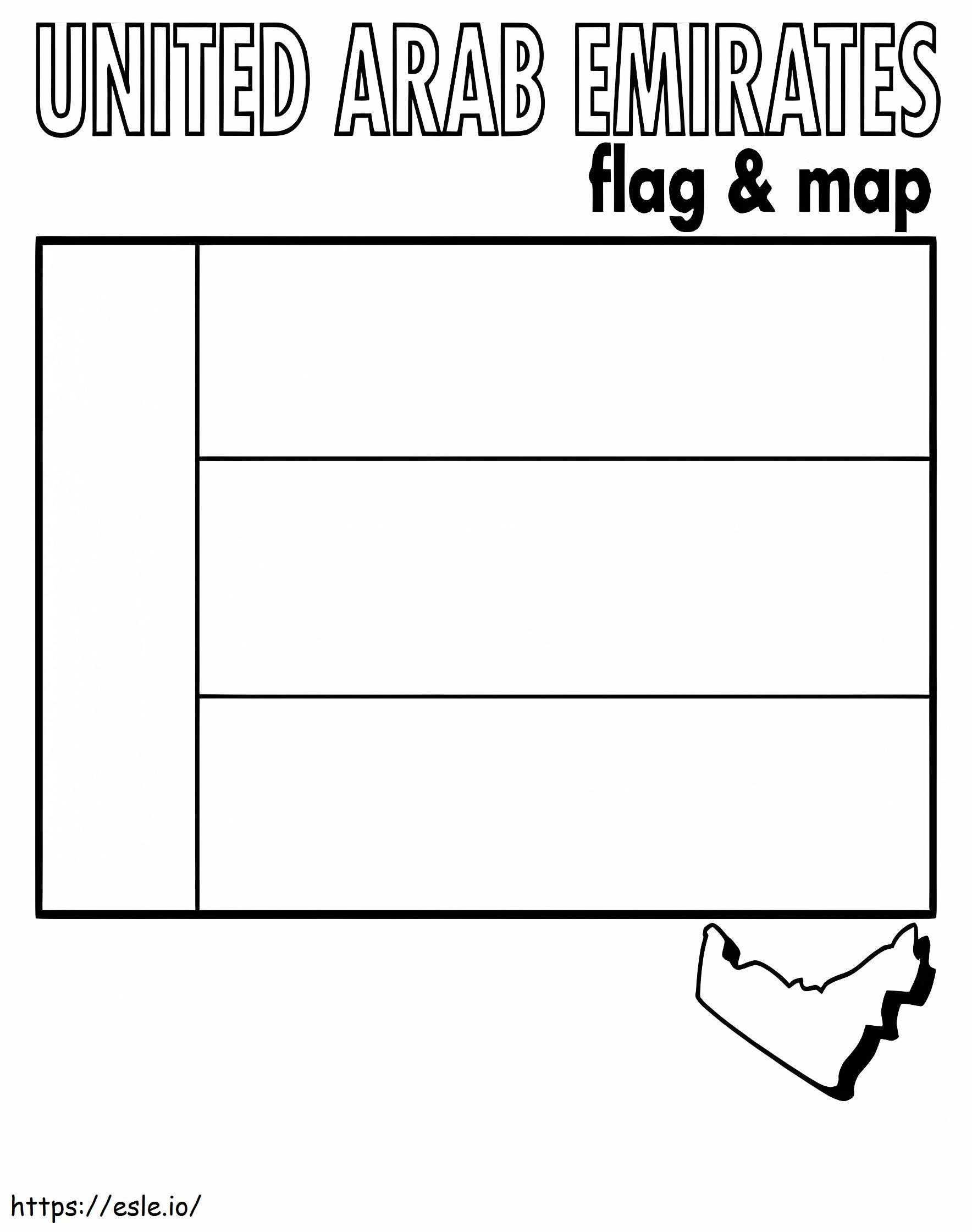 United arab emirates flag and map coloring page