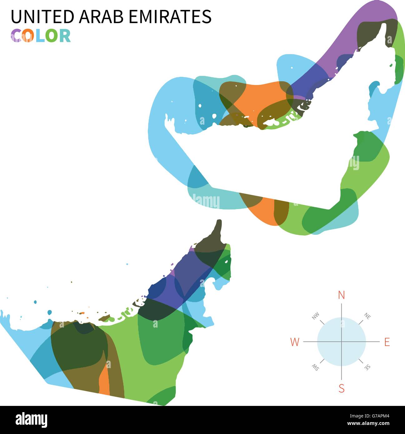 Abstract vector color map of united arab emirates stock vector image art