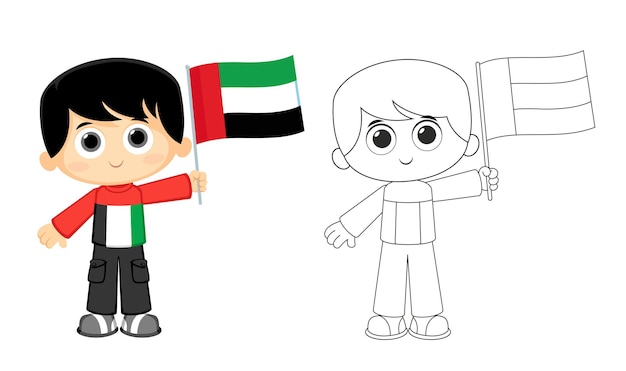 Premium vector united arab emirates uae national and flag day celebration coloring page activity for kids