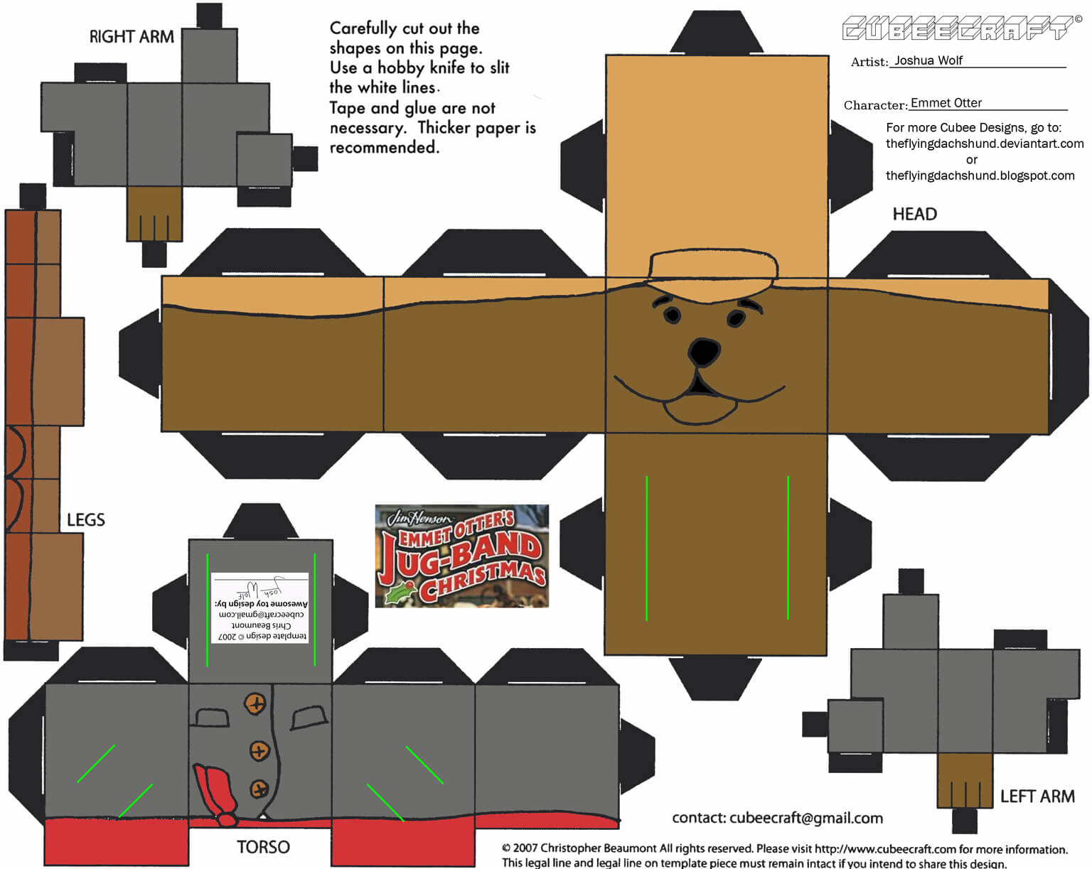 Emmet otter paper toy free printable papercraft templates