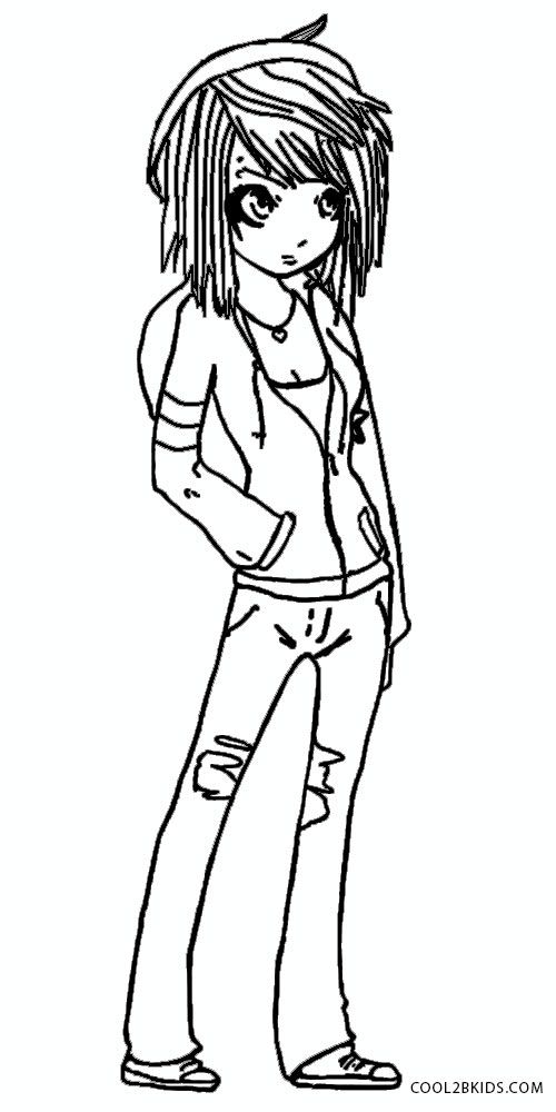 Printable emo coloring pages for kids coolbkids emo coloring pages emo girls