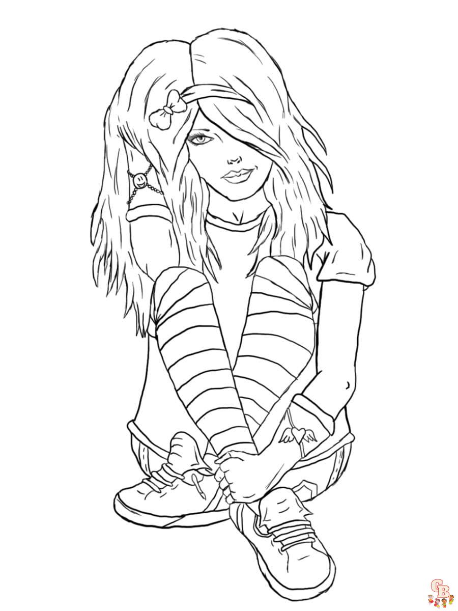 Printable emo coloring pages free for kids and adults