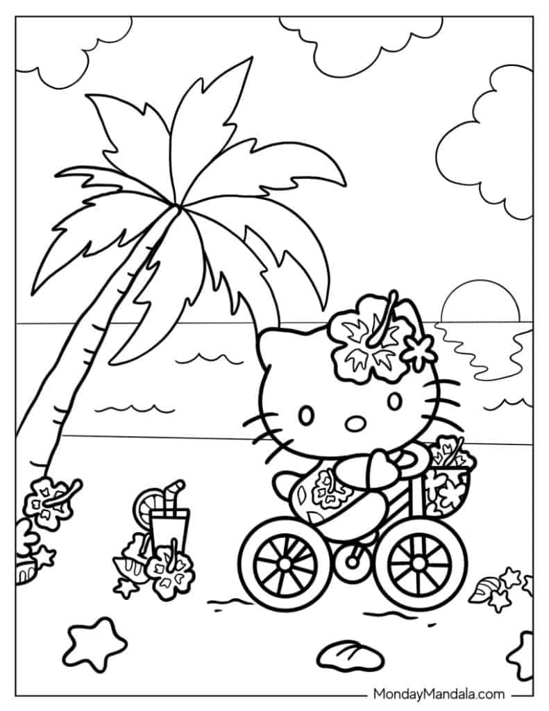 Hello kitty coloring pages free pdf printables