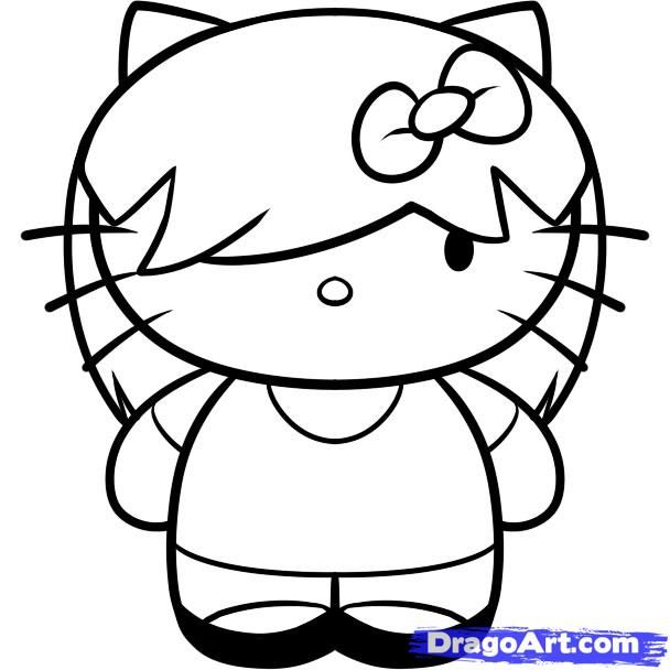 How to draw emo hello kitty emo kitty step by step characters pop culture free online drawingâ hello kitty colouring pages hello kitty coloring hello kitty