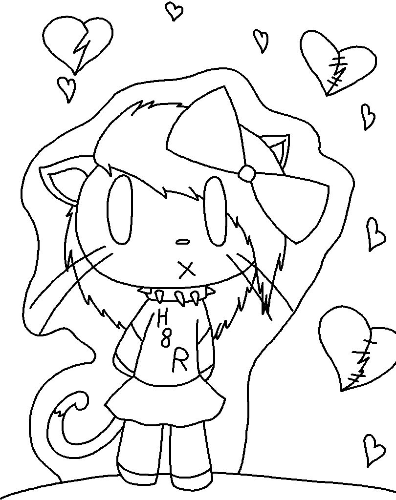 Emo hello kitty lineart by jkcafe on