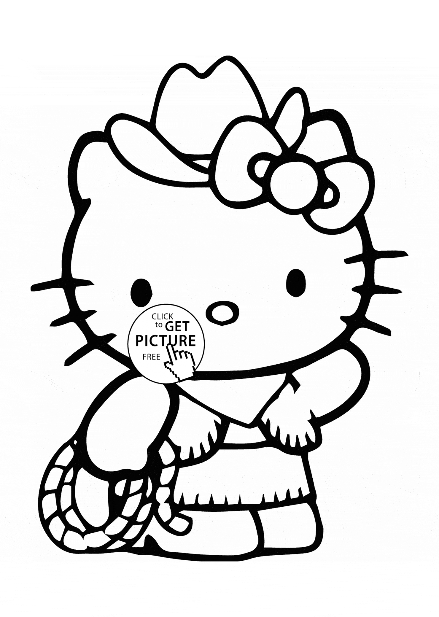 Hello kitty is cowboy coloring page for kids for girls coloring pages printables free